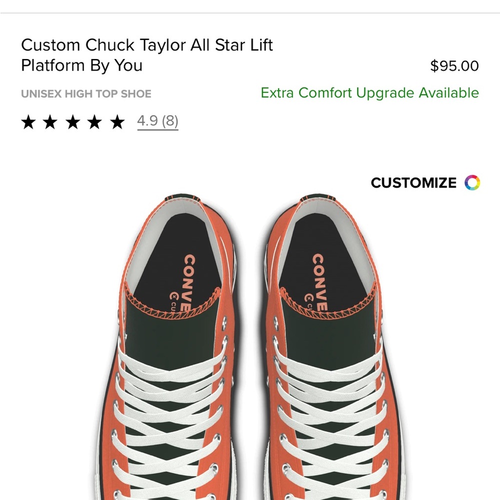 Converse Custom Orange and Black High Tops - Picture 3 of 8